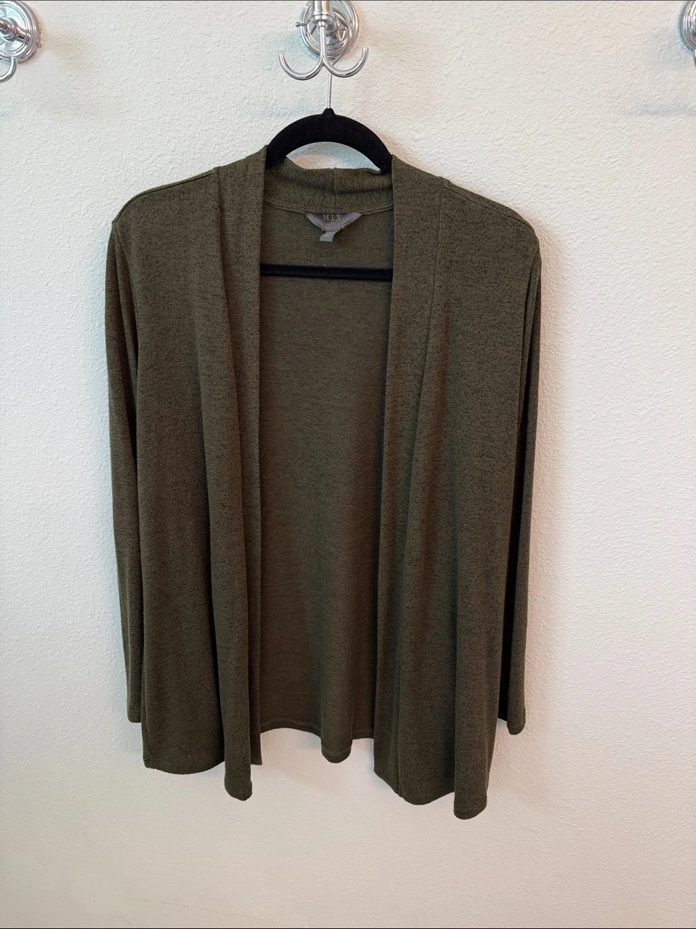 Mix It Olive Green Open-Front Women's Cardigan